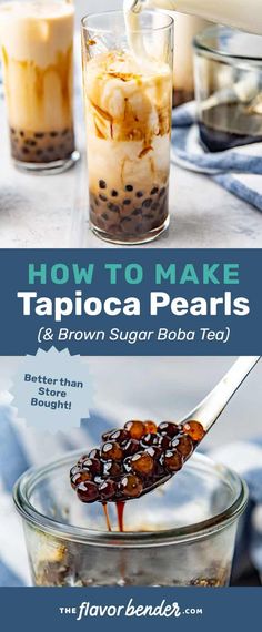 how to make tapioca pearls and brown sugar boba tea with text overlay