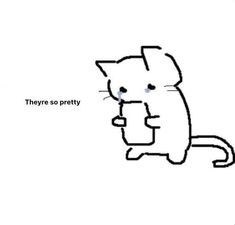 a drawing of a cat with the words they're so pretty written on it