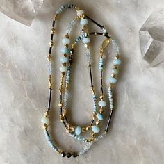 Gemstone Layering Necklace – Robindira Unsworth Nice Necklaces, Black Rutilated Quartz, Moss Aquamarine, Assemblage Necklace, Jewelry Making Necklace, Peruvian Opal, Jewelry Accessories Ideas, Jewelry Lookbook, Vermeil Jewelry