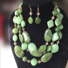 Nwt. Beautiful Design, Elegant Style. Green Olive Color With Golden Beads And Crystal Stone Kate Jewelry, Kate Green, Golden Beads, Green Olive, Olive Color, Crystal Stone, Elegant Style, Green And Gold, Stones And Crystals