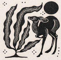 an image of a black and white drawing of a deer