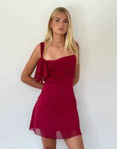 Coraline Bow Mini Dress in Burgundy Bow Mini Dress, Hoco Dress, Mini Dress Fashion, Bandeau Dress, Burgundy Dress, Cowl Neckline, Hoco Dresses, Dress Inspo, Coraline