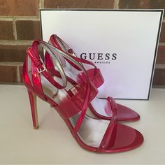 Guess Womens Red Transparent Felecia Almond Stiletto Heeled Sandal Us 8.5 M New. In Great New Condition. Y274 Red Synthetic Sandals For Party, Glamorous Red Open Heel Heels, Red Ankle Strap Sandals For Cocktail, Glamorous Red Ankle Strap Sandals, Red Pointed Toe Glamorous Sandals, Red Synthetic Sandals For Night Out, Glamorous Red Pointed Toe Sandals, Glamorous Red Sandals For Cocktail, Glamorous Red Sandals For Cocktail Occasions