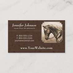 a business card with a horse on it