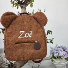 Teddy backpack embroidered with custom Name.  Font and thread color selectable (see last product picture)  Tell us your custom name and thread color within the personalization field. Brown Travel Bag With Embroidered Logo, Casual Standard Backpack With Embroidered Logo, Cute Letter Embroidery Bag, Cute Bag With Letter Embroidery, Cute Bags With Letter Embroidery For Everyday Use, Brown Bag With Embroidered Logo For Everyday Use, Travel Backpack With Embroidered Logo, Casual School Bag With Embroidered Logo, Casual Embroidered Student Backpack