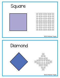 two squares with the same color and size, each containing different shapes that can be found in