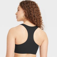 The Luxury Collection Bonded Microfiber Racerback Scoop Bralette from Auden™ combines a sports bra design with elegant style. The racerback bralette is made of bonded microfiber fabric with added spandex for a flexible fit that moves with you. Featuring a pullover style, comfort elastic and unlined cups, you’ll want to live in this bralette from morning to night. Auden™: Comfort true to every shape & hue. Fitted Racerback Bra With Built-in Padding, Solid Color Sports Bra With Built-in Bra, Racerback, Racerback Gym Bra With Built-in Padding, Sports Bra With Built-in Padding And Racerback, Black Scoop Neck Sports Crop Top, Black Scoop Neck Sports Bra For Training, Black High Stretch Scoop Neck Sports Bra, Solid Color Racerback Athleisure Bra, Racerback Training Bra With Built-in Padding