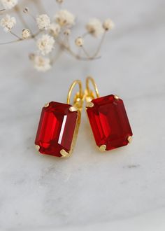 Red Crystal Earrings, Ruby Red Crystal Earrings,burgundy Bridal Earrings, Red Burgundy Earrings, Bridal Red Earrings, Gift for Her - Etsy Red Ruby Single Earring, Single Ruby Earring In Red, Handmade Red Ruby Earrings, Burgundy Earrings, Earrings Red, Red Burgundy, Red Earrings, Red Crystals, Stylish Jewelry