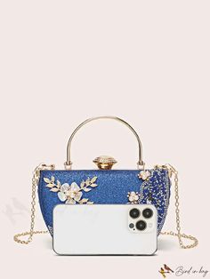 BirdinBag - Sparkling Rhinestone Box Bag: Elegant Bridal and Evening Purse for Weddings, Proms & Parties Blue Rhinestone Evening Bag For Weddings, Bridal Purse, Bag Elegant, Evening Purse, Word Wrap, Box Bag, Prom Party, Blue Pattern, Color Blue