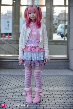 cute A Dress, Pink Hair, Harajuku, Tokyo, Tights, Japan, Building, Boots, Hair