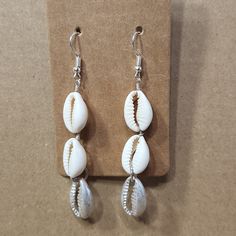 New! Handmade Sea Shell White Metal Silver Colored Shell Beads Silver Colored Hardware Drop Pierced Earrings Mermaid Vibes Casual White Beaded Earrings, Handmade White Beaded Earrings For Vacation, Nickel-free White Beaded Earrings For Beach, White Teardrop Earrings For Summer, Nickel-free Silver Beaded Earrings For Beach, Nickel Free Silver Beaded Earrings For Beach, Nickel Free White Shell Jewelry, Nickel-free White Summer Earrings, Nickel-free White Earrings For Summer