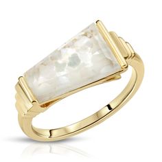 Delano Ring - Mother of Pearl – Glamrocks Baguette Gemstone, Unusual Rings, Pearl Stone, Shell Ring, Modern Ring, Men's Jewelry Rings, Cartier Love Bracelet, Mens Jewelry Bracelet, Pearl Ring