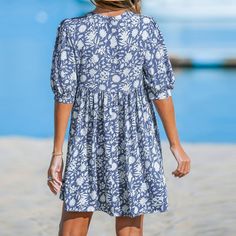 Embrace a touch of romance in our Blue Floral Puff Sleeve Mini Dress! The puff sleeves add a playful element to this charming dress. Adorned with a delightful floral pattern, it's perfect for a sweet and stylish look. Its playful and feminine aesthetic makes it a great choice for various occasions, from casual daytime outings to dressier events. Product code: CAA05A4B079TC Summer Floral Print Puff Sleeve Dress With Lantern Sleeves, Floral Print Puff Sleeve Summer Dress, Blue Puff Sleeve Dress For Garden Party, Floral Lantern Sleeve Dress For Brunch, Blue Lantern Sleeve Mini Dress For Brunch, Blue Floral Print Dress With Lantern Sleeves, Blue Floral Print Puff Sleeve Mini Dress, Blue Balloon Sleeve Mini Dress For Summer, Casual Puff Sleeve Dress With Balloon Sleeves For Vacation