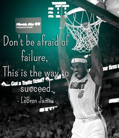 a basketball player dunking the ball in front of a crowd with an inspirational quote