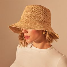 Crochet Bucket Hat in Jute | James Perse Los Angeles Bucket Hat Photoshoot Ideas, Crochet Photoshoot, Rafia Hat, Printable Crochet Patterns, Basket Hat, Blouse Free Pattern, Hats For Short Hair, Pumpkin Patch Party, Bucket Hat Crochet