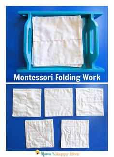 how to make montessori folding work for toddlers with pictures and instructions on the side