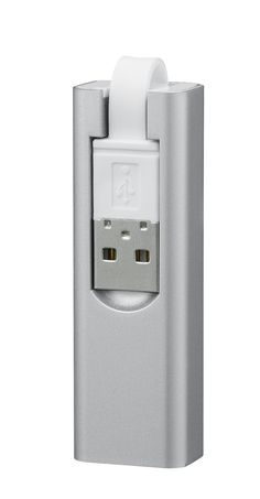 an electronic device is plugged in to the charger with two usbs on each side