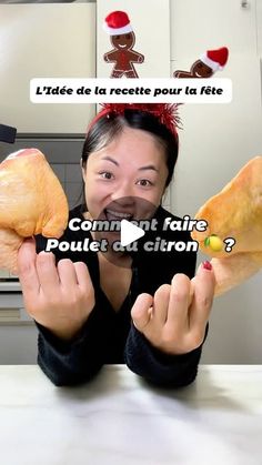 a woman holding up two pieces of bread in front of her face, with the words comments above her