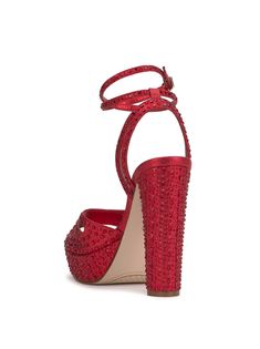 Product Description Rhinestone Platform Sandal Product Details Heel Height: 4.9" Platform Height: 1.2" Polyester Imported Platform Sandals, Muse, Heel Height, Product Description, Sandals, Red