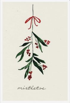 a card with red berries and green leaves