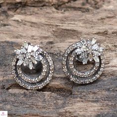 Sterling Silver Jewelry, Genuine Pave Diamond Earrings, Size 14X12 mm Baguette Diamond Earrings, Pave Diamond Jewelry, Stud Earrings, Gifts Earring Details: Item Code: GJ-ER0072 Diamond Weight :0.72 Cts Baguette Diamond Weight: 0.30 cts Gross Weight: 3.74Grams Earring Size: 14X12 MM NOTE:- All The Products Are Designed And Manufactured In My Workshop By Me & My Team. Shown Products Are Purely Handmade. Custom Orders Are Open Handly Accepted. We Are Perfect Choice For Any Custom Jewelry Manuf Silver Cluster Earrings With Diamond Accents, Silver Cluster Earrings As Gift, Silver Cluster Sterling Silver Diamond Earrings, Silver Cluster Cubic Zirconia Earrings, Silver Cluster Earrings For Gift, Silver Cluster Earrings For Celebration, Sterling Silver Cluster Earrings For Gift, Silver Diamond Earrings With Accents For Celebration, Round Oxidized Finish Earrings For Anniversary