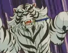 an animated image of a tiger with his arms out