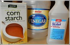 ingredients to make corn starch sitting on a counter next to a carton of milk