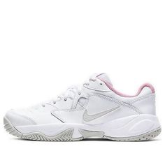 The Nike Court Lite 2 'White Pink Foam' is the perfect sneaker for the court. Featuring a rubber sole for superior traction and cushioning, these shoes provide excellent shock absorption and support for both feet. The unique outsole design ensures you can move quickly and confidently around the court. The classic silhouette and White/Pink colorway make this sneaker a timeless choice for any adult. Inspired by the sport of tennis, the Nike Court Lite 2 is the perfect choice for training and competition. (SNKR/Women's/Gift Recommend) Tennis Court Shoes Women, White Slip-resistant Synthetic Sneakers, Summit White Sporty Sneakers With Round Toe, Sporty Summit White Sneakers With Round Toe, Nike Sporty Tennis Sneakers, Nike Summit White Sneakers For Sports, Nike High-top Sneakers For Tennis, Nike Tennis Sneakers With Round Toe, Sporty Tennis Shoes With Air Max Cushioning