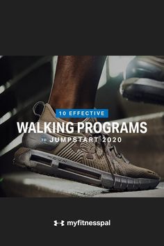 a person walking up stairs with the words 10 effective walking programs to jumpstart 2020