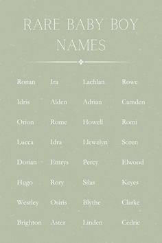 the names of baby boy names