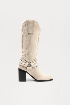 Available In Cream. Knee High Cowboy Boots Hardware Detail Square Toe 3" High Heel Block Heel Imported | Free Riders Cowboy Boots in Cream size 6 by Fashion Nova Mid Calf Cowboy Boots, High Cowboy Boots, Knee High Cowboy Boots, Cream Fashion, Mid Calf, Cowboy Boots, High Heel, Knee High, Block Heels