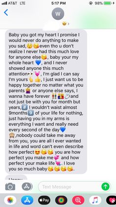 the text message is being used to describe someone's love for him and her