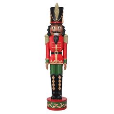 a wooden nutcracker is shown on a white background