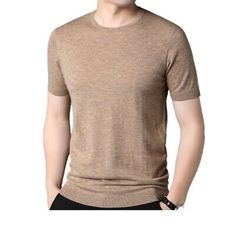 ad eBay - 100% Cashmere Men's Short-sleeved Sweater T-shirt Knitted Half-sleeved Cashmere - Buy Now, click the link (eBay) Beige Relaxed Fit Short Sleeve Sweater, Beige Short Sleeve Sweater With Relaxed Fit, Classic Knit Crew Neck T-shirt, Winter Knit Crew Neck T-shirt, Fall Crew Neck Knit T-shirt, Knit Crew Neck T-shirt For Fall, Fall Knit T-shirt With Crew Neck, Casual Knit T-shirt For Winter, Brown Knit Crew Neck Top