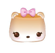 a cartoon bear with a pink bow on top of it's head and eyes