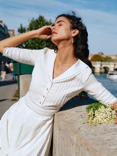 Fiona Cotton Midi Dress – Simple Retro Outfits Dress, Simple Retro, White Midi, Dress Simple, Cotton Midi Dress, Vintage Style Dresses, Necklines For Dresses, Fall Fashion Trends, White Midi Dress