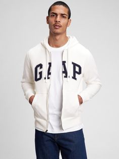 Gap Arch Logo Hoodie | Gap Arch Logo, Gap Logo, Support People, Vintage Soft, Gap Jacket, Snl, White Hoodie, Zip Up Hoodie, Full Zip Hoodie