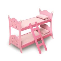 a pink doll bunk bed with a ladder