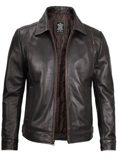 Unleash your inner adventurer with the Men's Dark Brown Trucker Leather Jacket. Crafted with meticulous attention to detail, this jacket embodies the essence of classic style and rugged durability. The rich dark brown leather adds a touch of sophistication, while the trucker jacket design offers versatility for various occasions. From casual outings to outdoor adventures, this jacket is a true wardrobe staple. Specifications: 100% Real Lambskin Leather. Internal full lined with soft polyester with quilted foam. Shirt collar with button closure. Two flaps, two sides, and two inside pockets. Distressed dark black finishing that adds a vintage outlook. Check measurements via a size chart for a better fit. Embrace the spirit of timeless fashion with the Dark Brown Leather Trucker Jacket. Classic Leather Jacket With Zipper For Outdoor, Classic Leather Jacket With Zipper Closure For Outdoor, Classic Fitted Biker Jacket For Outdoor, Classic Winter Biker Jacket For Outdoor, Classic Biker Jacket With Pockets For Outdoor, Fitted Biker Outerwear For Outdoor Activities, Fitted Brown Outerwear For Outdoor Activities, Classic Biker Jacket With Zipper Closure For Outdoor, Classic Leather Jacket With Fleece Lining For Fall