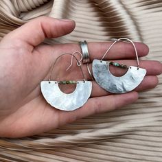 New Moon Earrings – Fluff Hardware Copper Jewellery, Copper Metal, Moon Earrings, Silver Pendants, Metal Earrings, New Moon, Turquoise Beads, Ear Wire, Gold And Silver