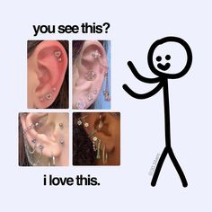 an image of a person with ear piercings on their ears and the words you see this? i love this