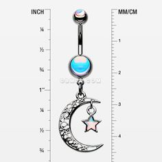 Hematite Crescent Filigree Moon Star Sparkle Belly Button Ring-Hematite Adjustable Silver Celestial Belly Rings, Adjustable Celestial Silver Belly Rings, Bellybutton Piercings, Belly Button Piercing Jewelry, Navel Piercing, Belly Button Ring, Belly Button Piercing, Button Ring, Moon Star