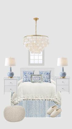 White Blue Room Bedrooms, Hamptons Aesthetic Bedroom, Blue Coastal Granddaughter Bedroom, Coastal Bedroom Preppy, Coastal Grandma Bedroom Decor, Shuffle Room Ideas, Costal Grandmother Bedroom Ideas, Grandmillennial Style Bedroom, Costal Grandma Bedroom Ideas