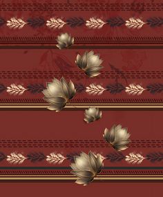 a red and gold striped background with leaves