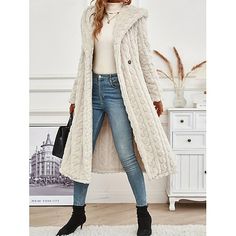 Season:Winter,Fall; Fabric:Polyester,Fleece; Sleeve Length:Long Sleeve; Look After Me:Machine wash; Gender:Women's; Style:Casual; Elasticity:Micro-elastic; Occasion:Daily Wear,Vacation,Street,Going out; Placket:Cardigan; Fit Type:Regular Fit; Function:Breathable,Warm; Pattern:Plain; Design:Oversized; Neckline:Turndown; Outerwear Type:Hoodie Jacket; Front page:FF; Listing Date:08/29/2024; Production mode:External procurement; Bust:null; Length:null; Shoulder Width:null; Sleeve:null; Fit US Size:n Warm Winter Sweater Coat For Cold Weather, Warm Winter Sweater Coat, Winter Outerwear With Buttons And Long Sleeves, Cozy Long Coat Sweater For Winter, Cozy Fit Knitted Winter Outerwear, Cozy Fit Knitted Outerwear For Winter, Cozy Warm Winter Sweater Coat, Warm Beige Sweater Coat For Winter, Cozy Winter Cardigan With Buttons