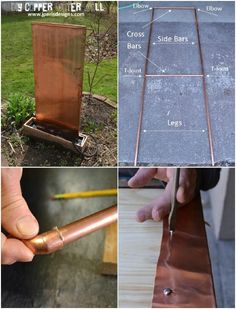 four pictures showing different types of copper pipes