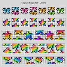 cross stitch patterns with different colors and shapes