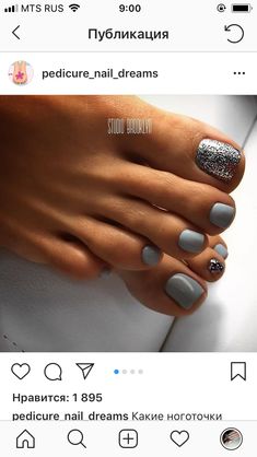 Pedicure Colors, Toe Nail Color, Pretty Toe Nails, Cute Toe Nails, Different Nail Designs, Pedicure Designs, Silver Nail, Toe Nail Designs, Pedicure Nail Art