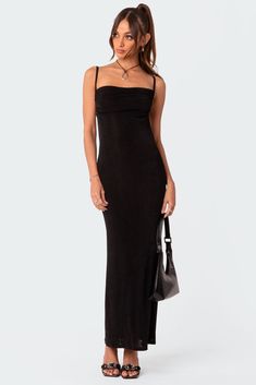 PRODUCT INFO Maxi dress Square neckline Ruched bust Open back Polyester, Spandex Model wears size S Model height is 5'9 Item care: Wash with similar color Open Back Maxi Dress, Square Necklines, Black Maxi Dress, S Models, Model Height, Square Neckline, Polyester Spandex, Open Back, Maxi Dress