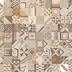 an abstract tile design with many different shapes and sizes